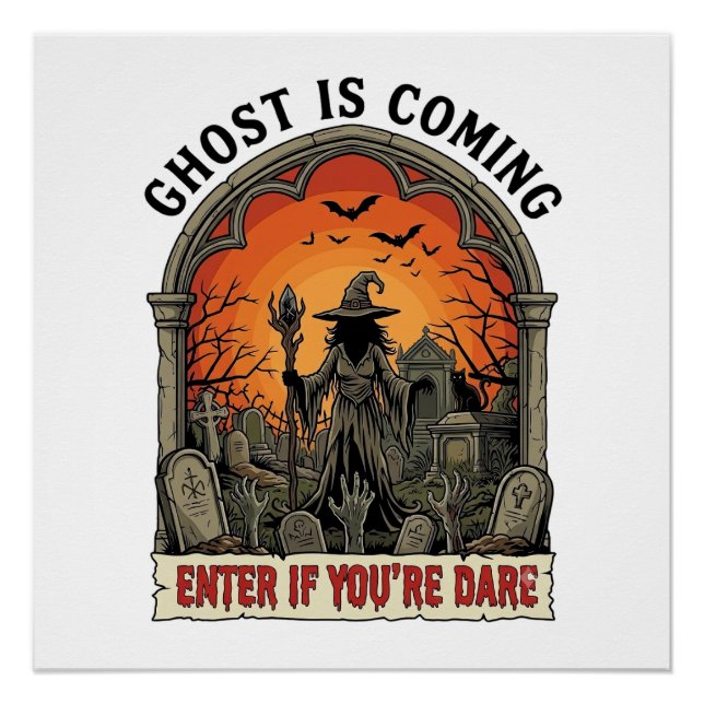 Póster Bruxa do Cemitério de Zumbi Fantasma Está Chegando (Frente)