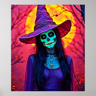 Poster Bruxa do Halloween com Design