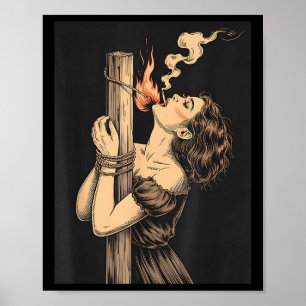Poster Bruxa do Inferno satã com Chamas Cigarros Ocrua