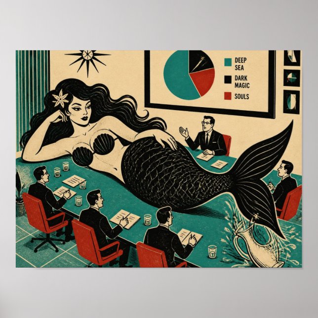 Poster Bruxa do Mar de Meados do Século no Dia de Reunião (Frente)