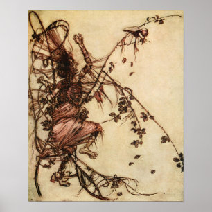 Poster Bruxa Enredada em Cornos por Arthur Rackham
