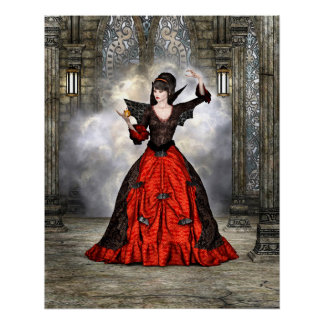 Póster Bruxa Fantasia - Arte de Halloween de Castelo Medi