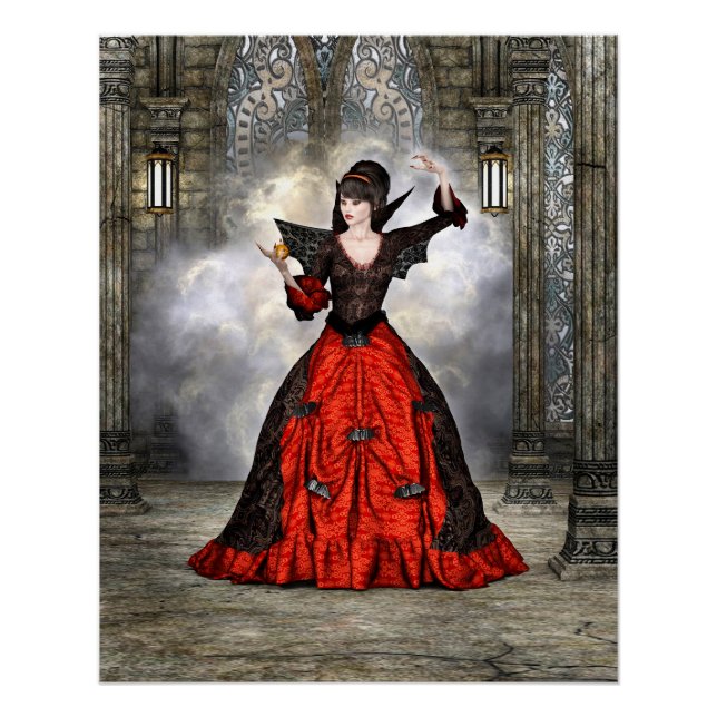 Póster Bruxa Fantasia - Arte de Halloween de Castelo Medi (Frente)