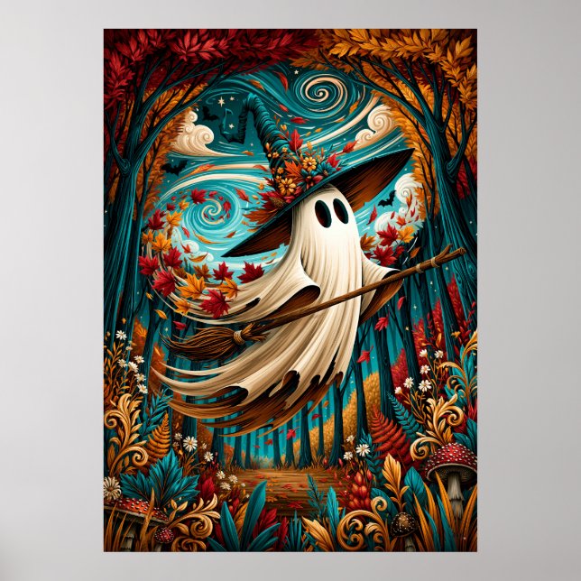 Poster Bruxa Fantasmal do Outono Florestal (Frente)