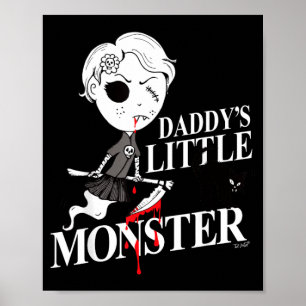 Poster Bruxa Garota Gato Preto Zangado Monstro do Papai