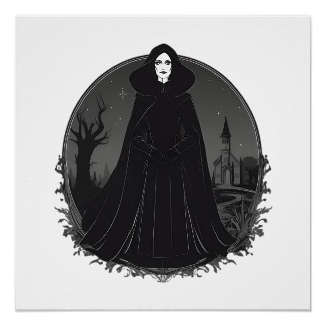 Póster Bruxa Gothic Salem à meia-noite (Frente)