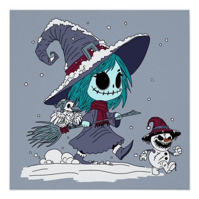 Póster Bruxa Invernosa Fofa (Frente)