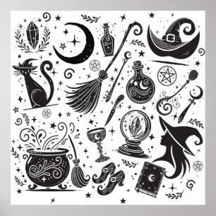 Poster Bruxa Mágica Caprichosa Wiccan Pagã