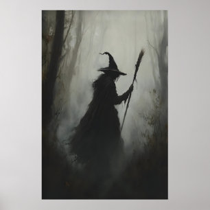 Poster Bruxa na Floresta Imprimível Encantada Gótica