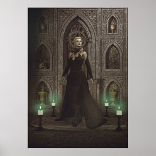 Poster Bruxa no castelo prepara ritual mágico