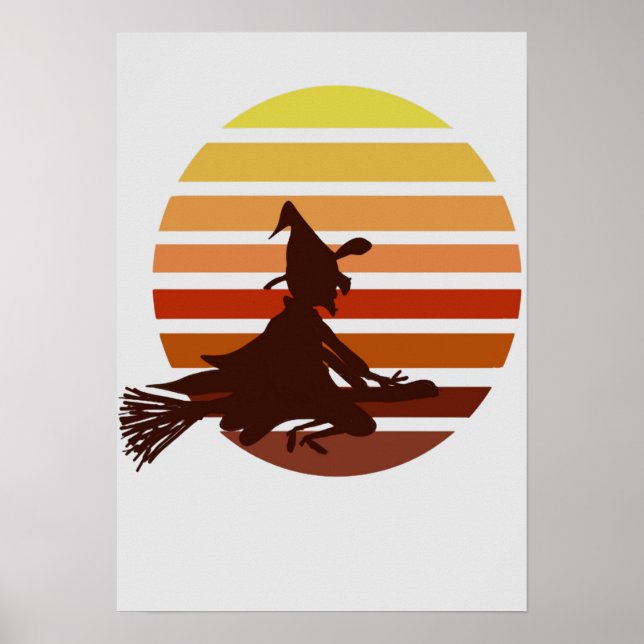 Poster bruxa no sol, diversão do halloween (Frente)
