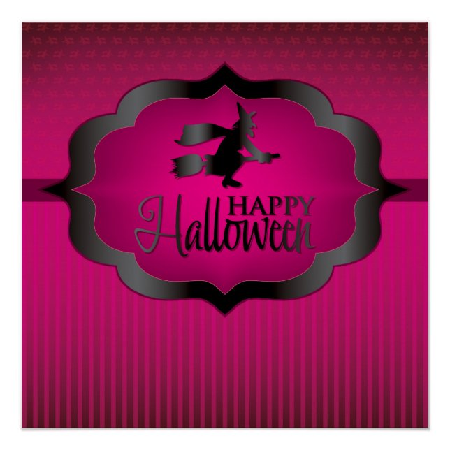 Póster Bruxa rosa-do-Halloween (Frente)