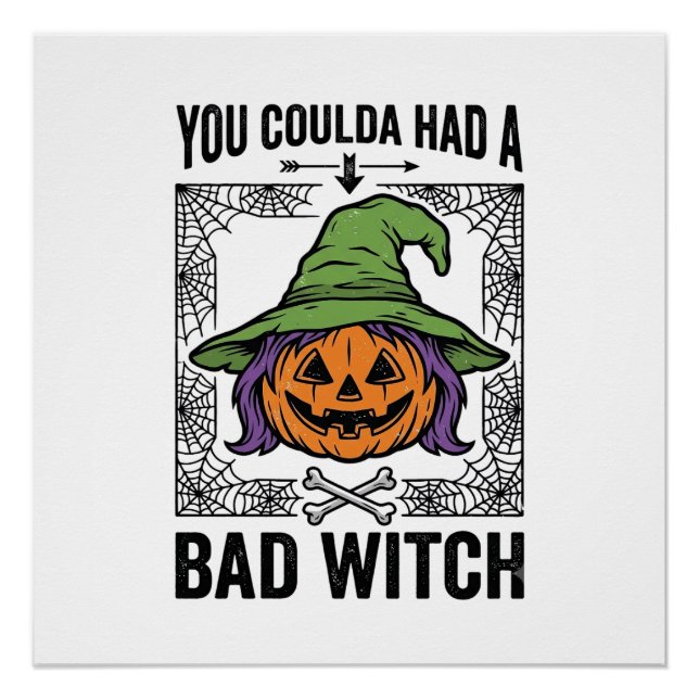 Póster Bruxa Ruim Funny Halloween Abóbora Bruxa_1 (Frente)