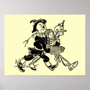 Póster Bruxa Vintage de Oz Dorothy Dormindo com Papoulas