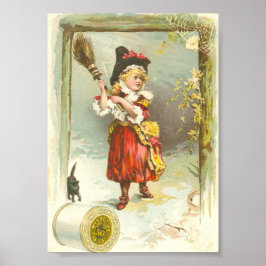 Poster Bruxa vitoriana com gato preto