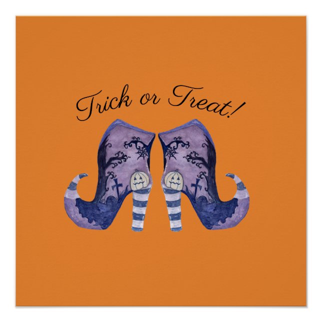 Póster Bruxa Whimsical Boots Halloween (Frente)