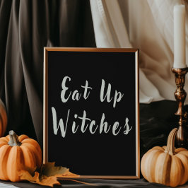 Poster Bruxas Devoram Halloween Chic Mesa de Alimentos