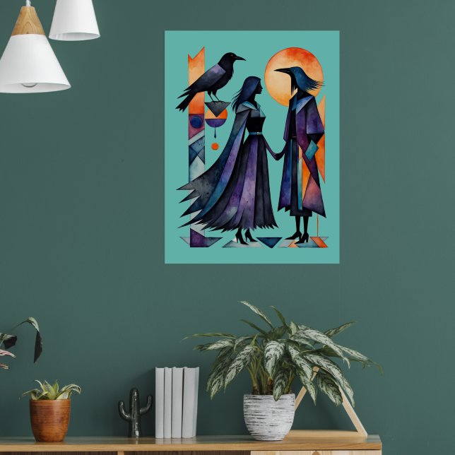 Poster Bruxas Modernas - uma obra de arte abstrata 1 - Fa (Sala de Estar 1)