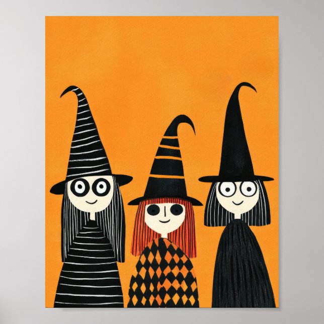 Poster Bruxas Whimsical Spooky Bonito Halloween (Frente)