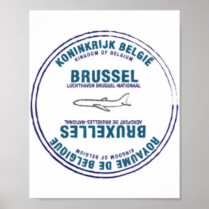 Poster Bruxelas Bélgica Passaporte de Vaga de Carimbo Via