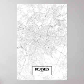 Póster Bruxelas, Bélgica (preto a branco)