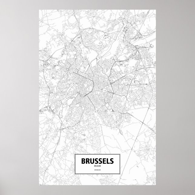 Póster Bruxelas, Bélgica (preto a branco) (Frente)