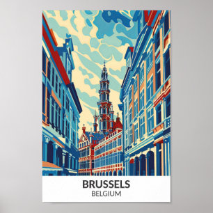 Poster Bruxelas Bélgica Retro Trabalho de arte Viagem