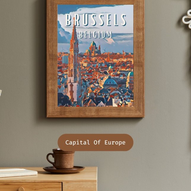 Poster Bruxelles, la capitale de la Belgique et d'Europe (Bruxelles : Charme européen 🇧🇪, culture vivante.)