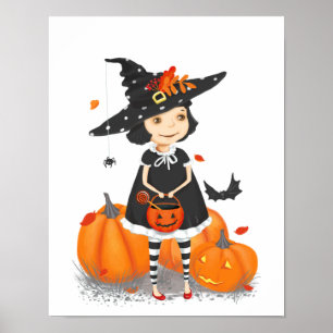 Poster Bruxinha Bonita de Halloween