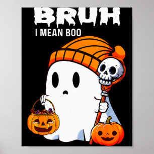Poster Bruxo do Halloween Bruh Fantasma Boo Caveira Abóbo