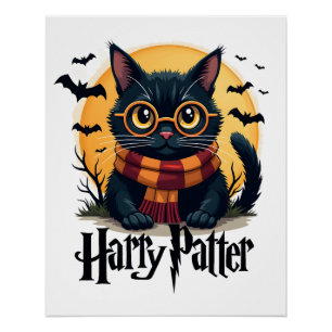Póster Bruxo Harry Pawter Gato Preto Halloween Filme Dive