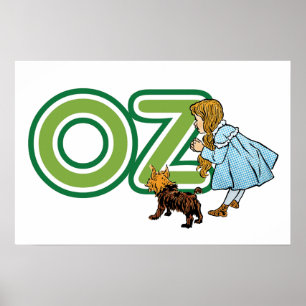 Póster Bruxo Vintage de Oz Dorothy Toto com letras grande
