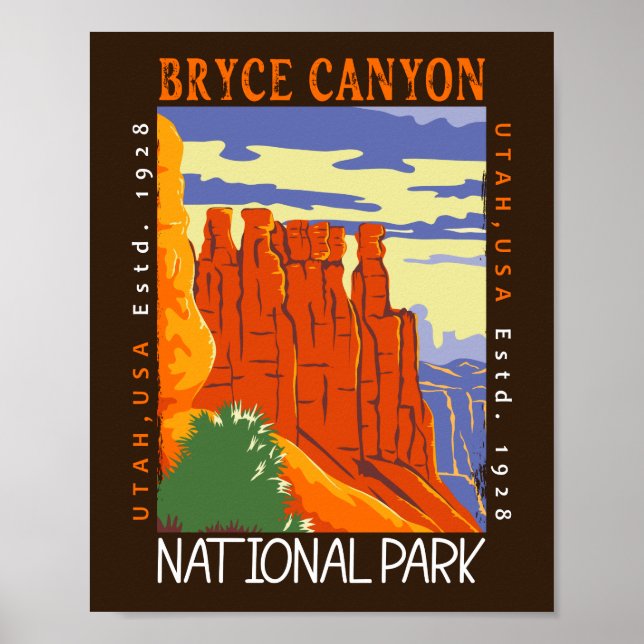 Poster Bryce Canyon National Park Utah aflita (Frente)
