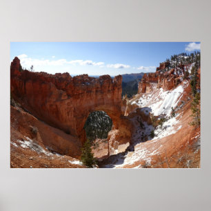 Póster Bryce Canyon Natural Bridge Snowy Landscape Foto