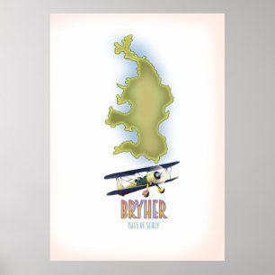 Poster Bryher ilhas de Scilly mapa