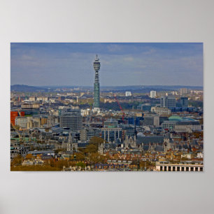 Poster BT Tower London Skyline Cityscape Inglaterra Reino