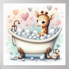 Poster Bubble Bath Giraffe