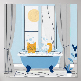Poster Bubble Bathtime para Gatinho