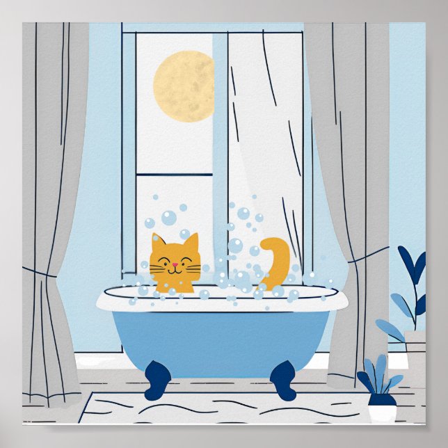 Poster Bubble Bathtime para Gatinho (Frente)