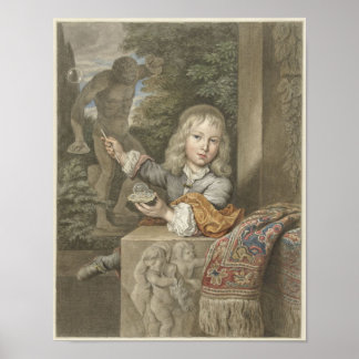 Poster Bubble-Blowing Boy