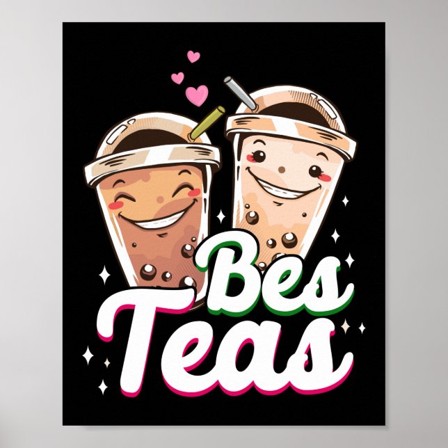 Poster Bubble Boba Tea Bes Teas Melhores Amigos (Frente)