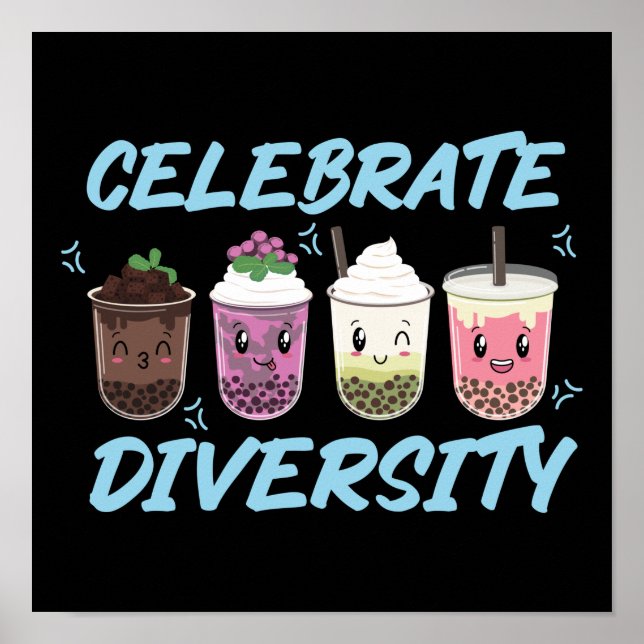 Poster Bubble Boba Tea Celebra a Diversidade do Orgulho L (Frente)