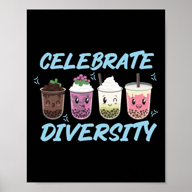 Poster Bubble Boba Tea Celebra a Diversidade do Orgulho L (Frente)