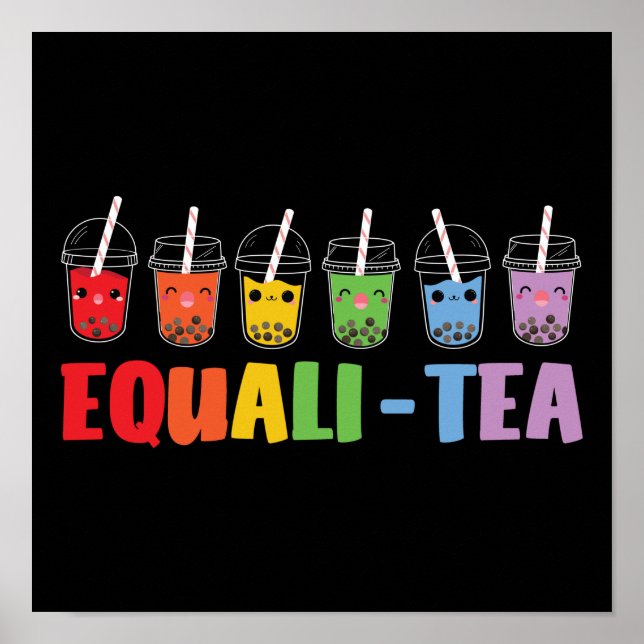 Poster Bubble Boba Tea Equali-Tea LGBT Pride Rainbow (Frente)