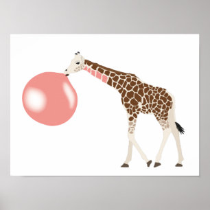 Poster Bubble Gum Giraffe Soprando Bolha