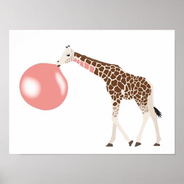 Poster Bubble Gum Giraffe Soprando Bolha (Frente)