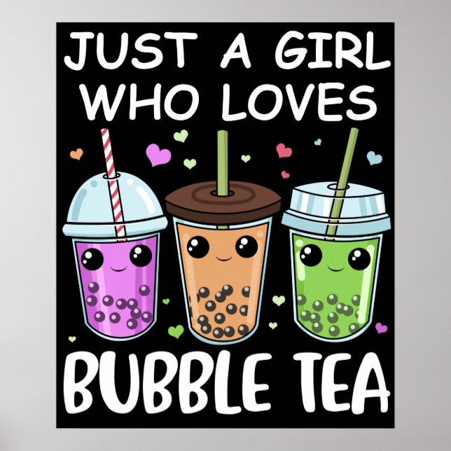 Poster Bubble Tea Oferece Raparigas Kawaii Bubble Tea (Frente)