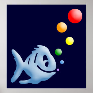 Póster bubblefish do arco-íris. v.1.
