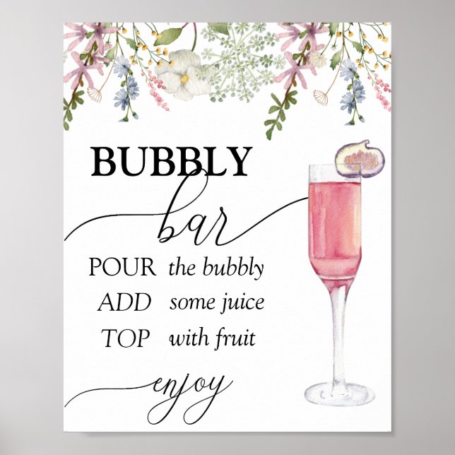 Poster Bubbly Bar | Chic Wildflower (Frente)