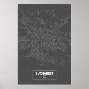 Poster Bucareste, Romania (branco no preto)